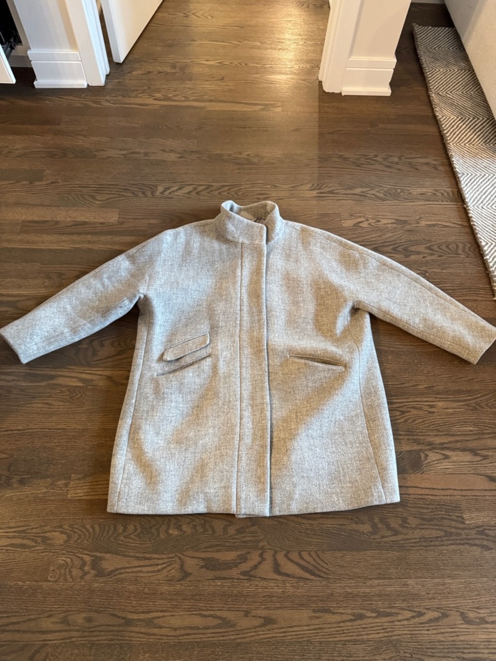 J. Crew Light Gray Stand-Collar Wool Cocoon Coat size 22